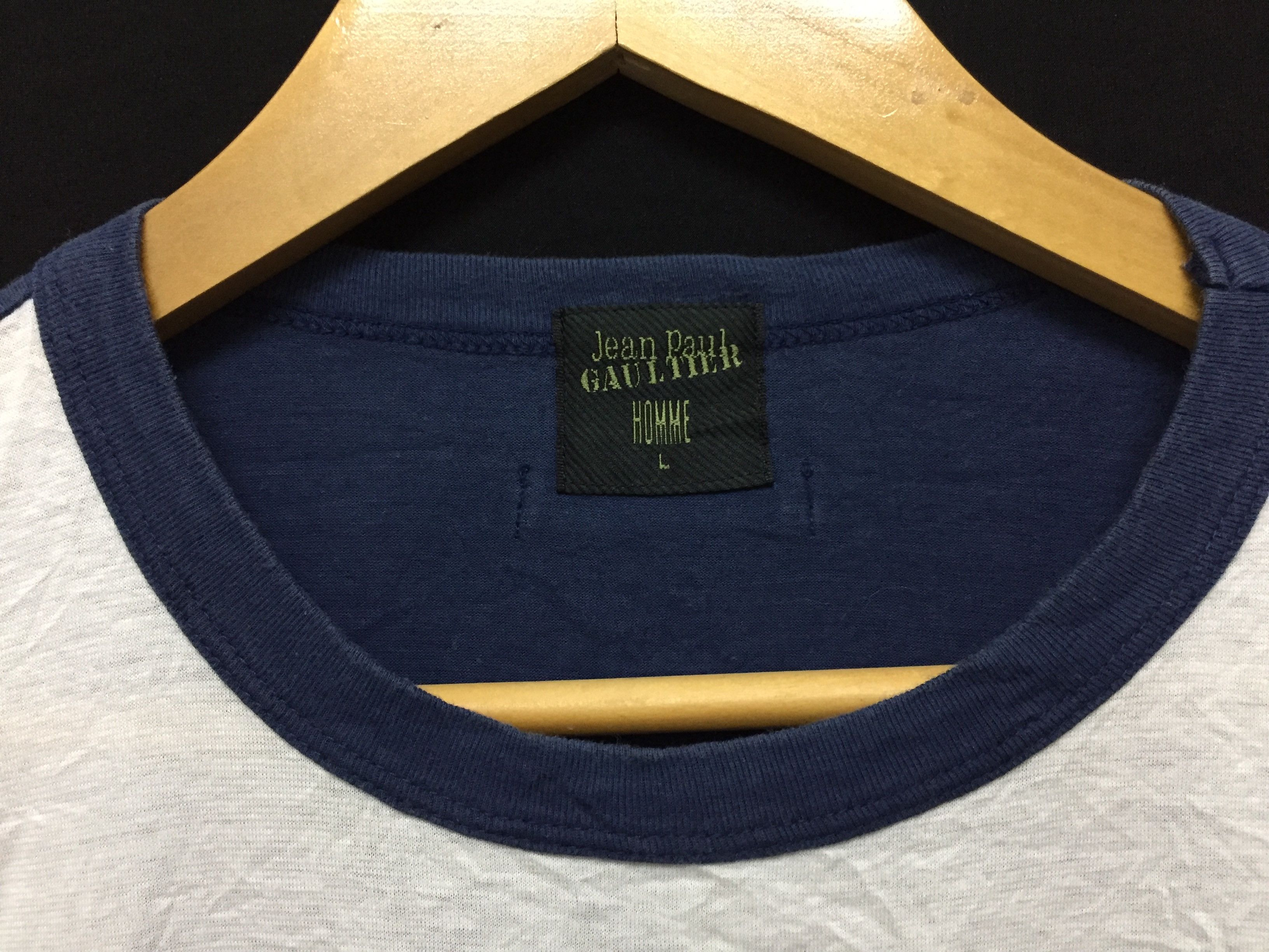 Jean Paul Gaultier Vtg 90'S GAULTIER Trompe l'œeil Denim stripe printing tee Size US M / EU 48-50 / 2 - 9 Thumbnail