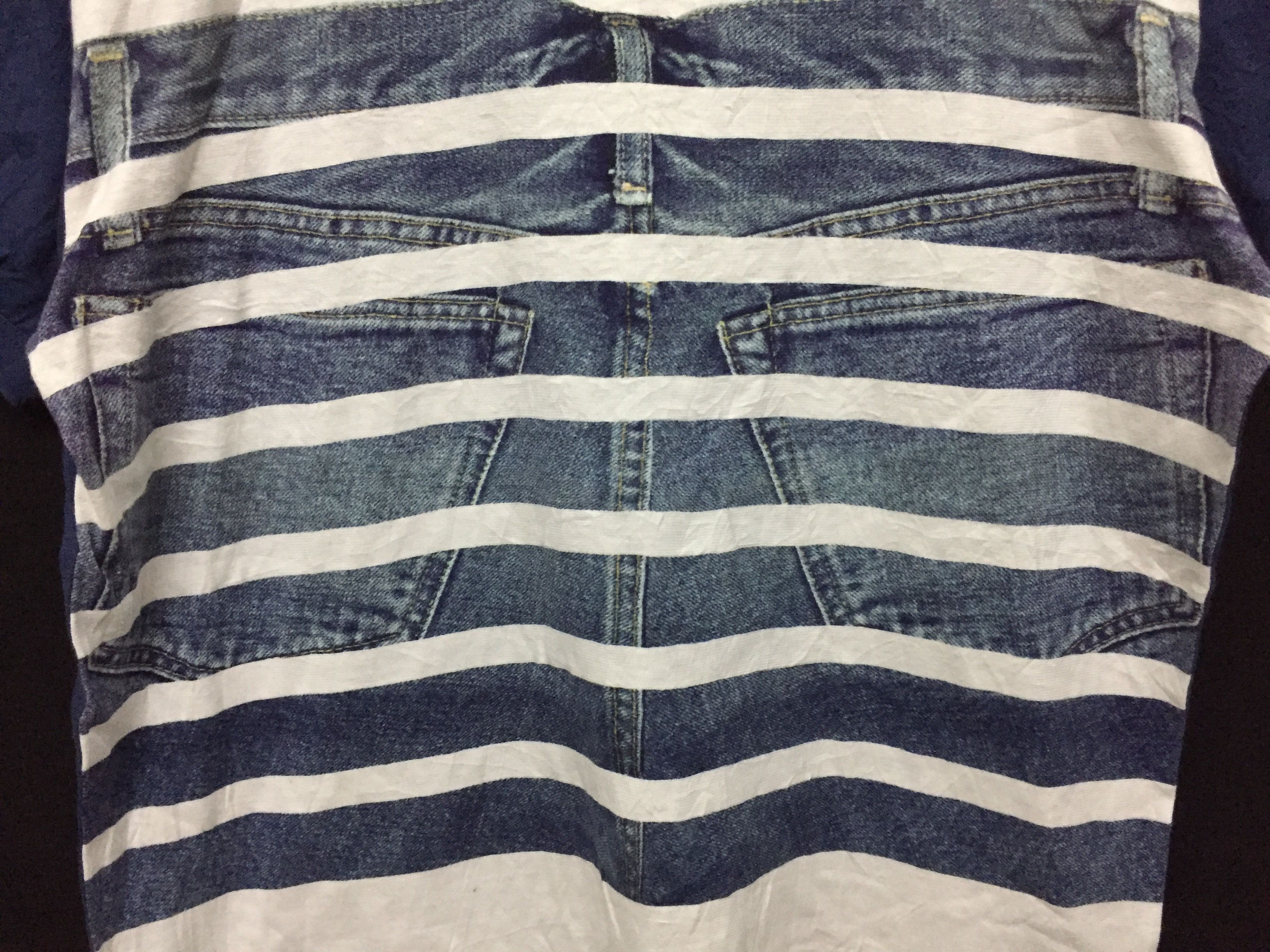 Jean Paul Gaultier Vtg 90'S GAULTIER Trompe l'œeil Denim stripe printing tee Size US M / EU 48-50 / 2 - 5 Thumbnail