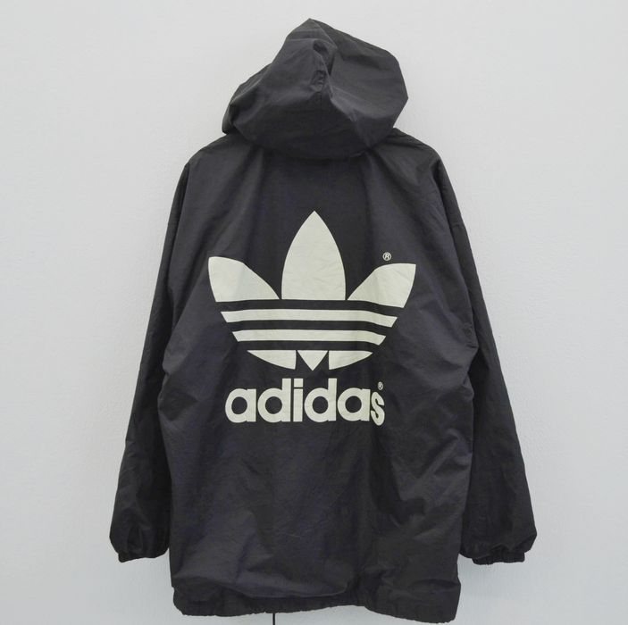 Adidas 90's Nylon Adidas Hoodie Black Big Trefoil Made In Japan | Grailed