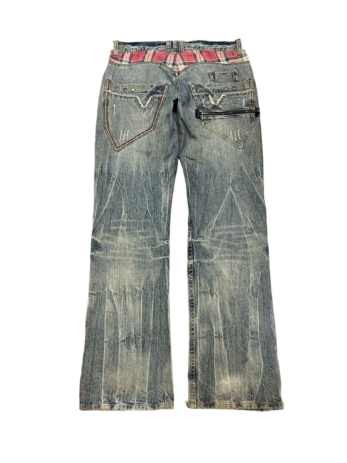 Japanese Brand × Vintage FLARED💥OIL CAKE DISTRESSED DENIM PANT Size US 33 - 6 Thumbnail