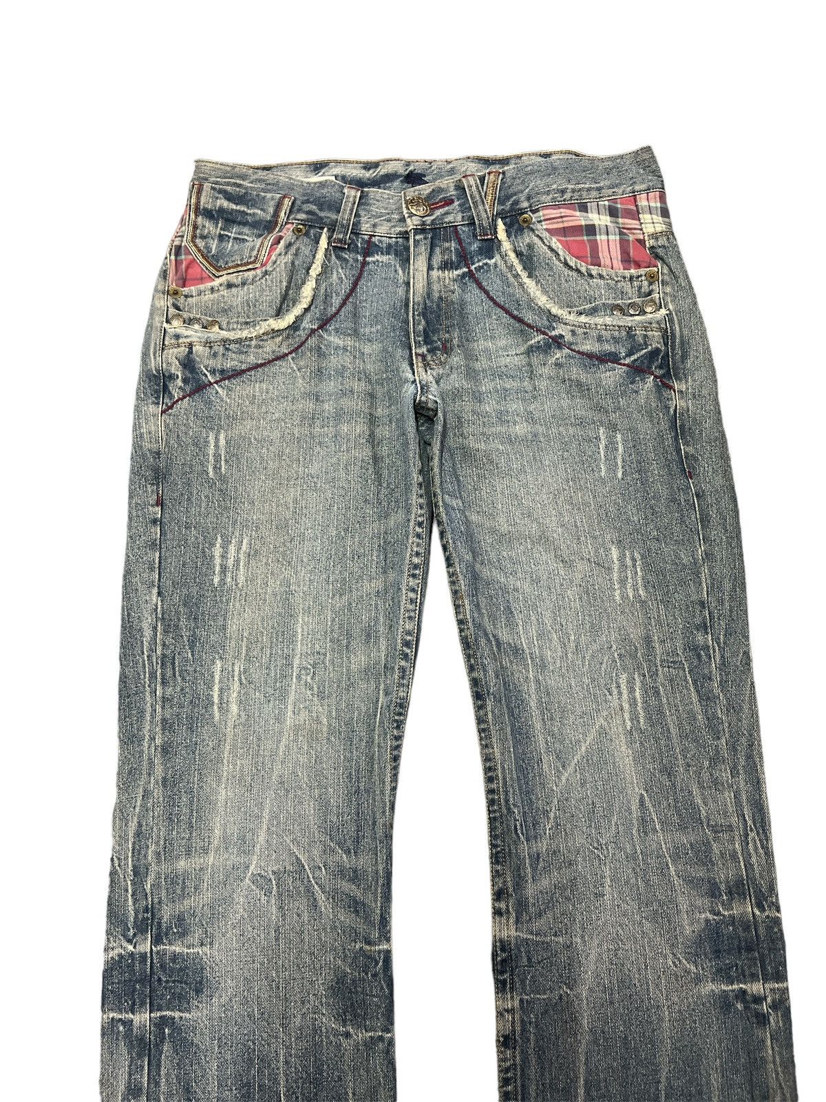 Japanese Brand × Vintage FLARED💥OIL CAKE DISTRESSED DENIM PANT Size US 33 - 2 Thumbnail