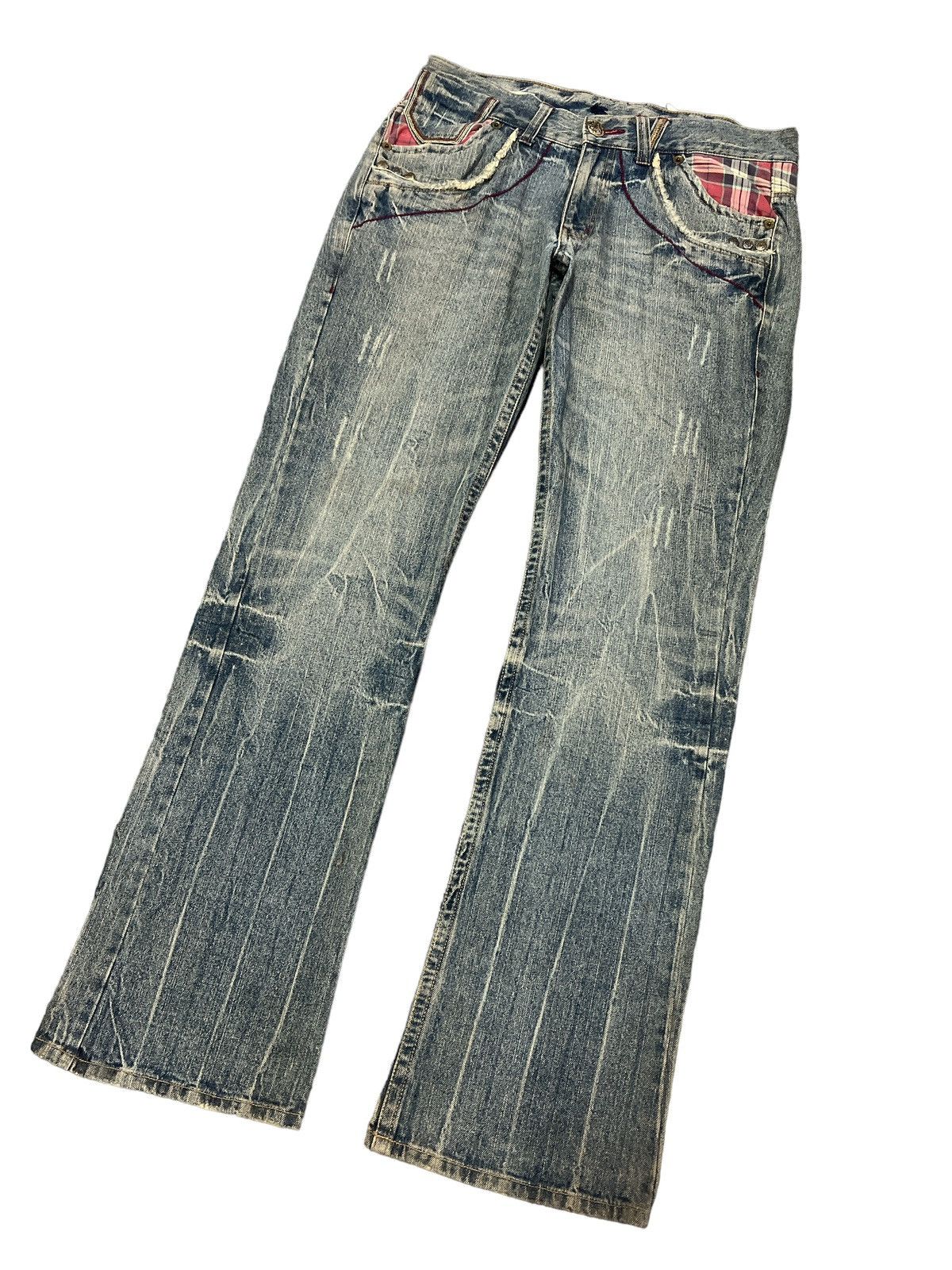 Japanese Brand × Vintage FLARED💥OIL CAKE DISTRESSED DENIM PANT Size US 33 - 5 Thumbnail