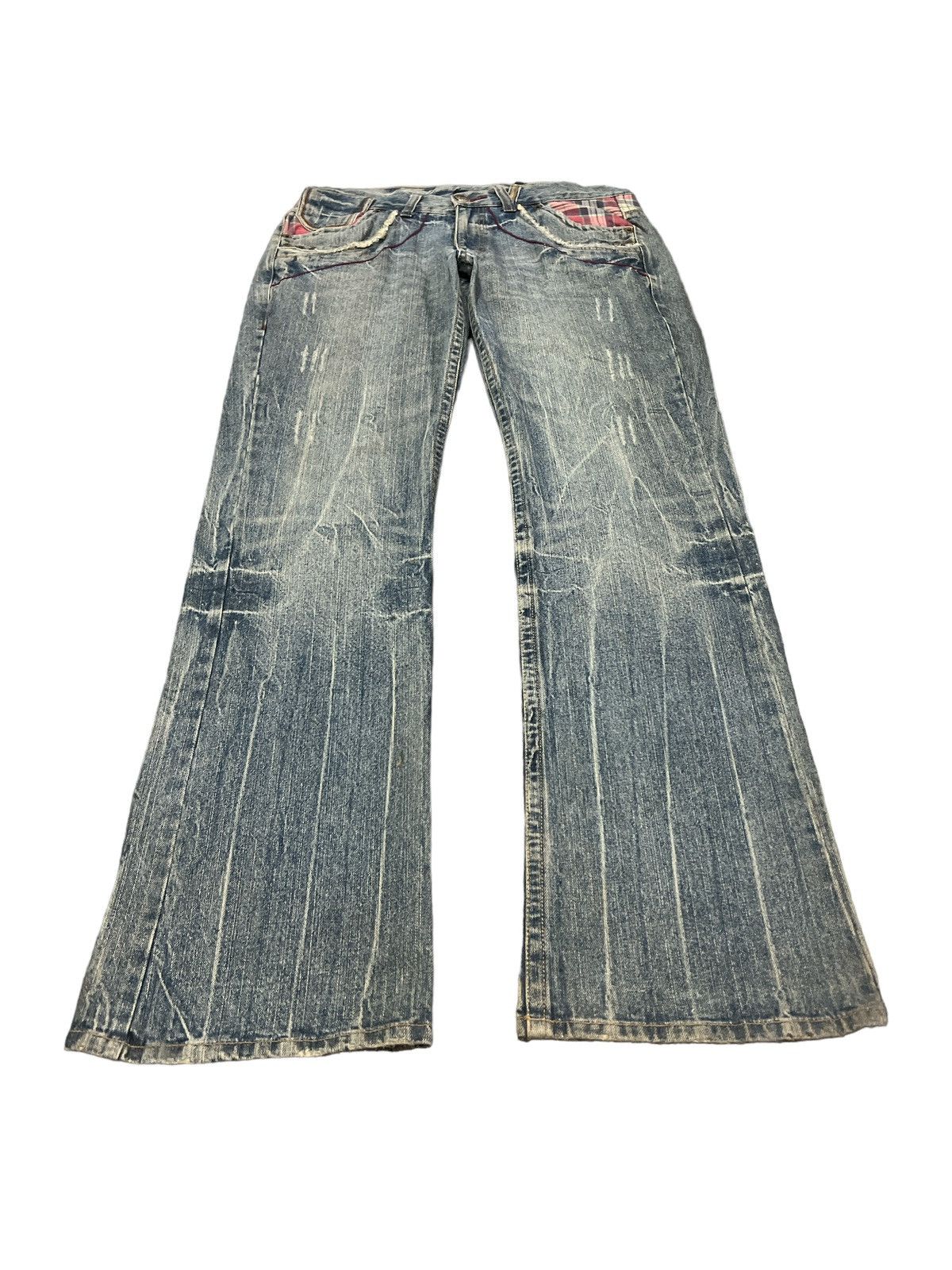 Japanese Brand × Vintage FLARED💥OIL CAKE DISTRESSED DENIM PANT Size US 33 - 4 Thumbnail