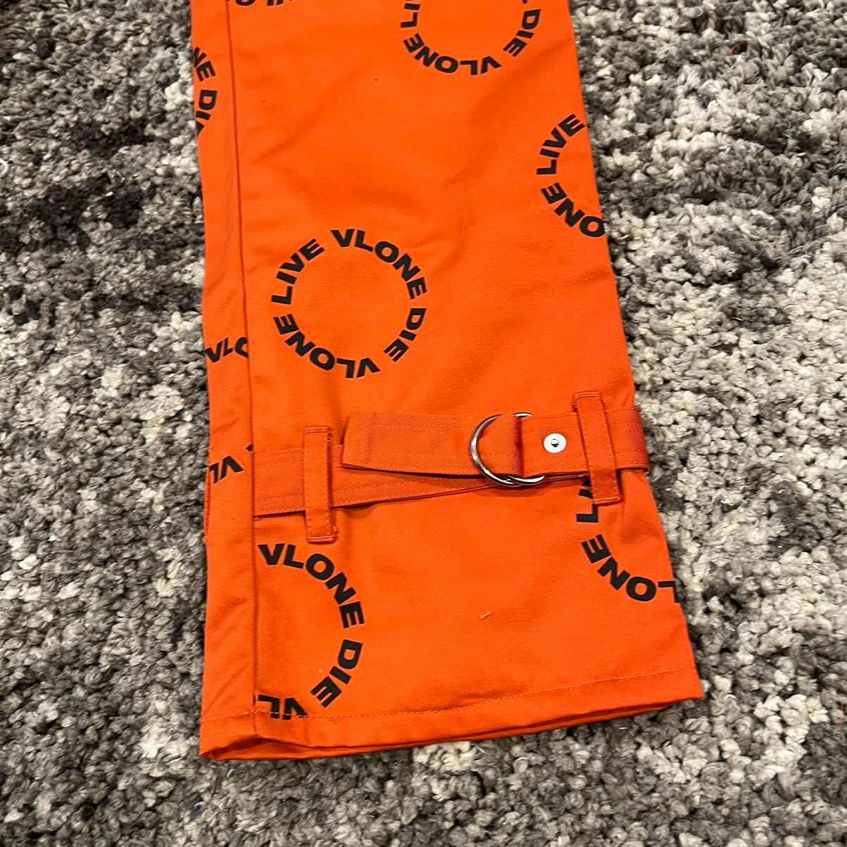 Vlone Vlone Orange With Black Logo Bondage Pants XL Size US 36 / EU 52 - 4 Thumbnail