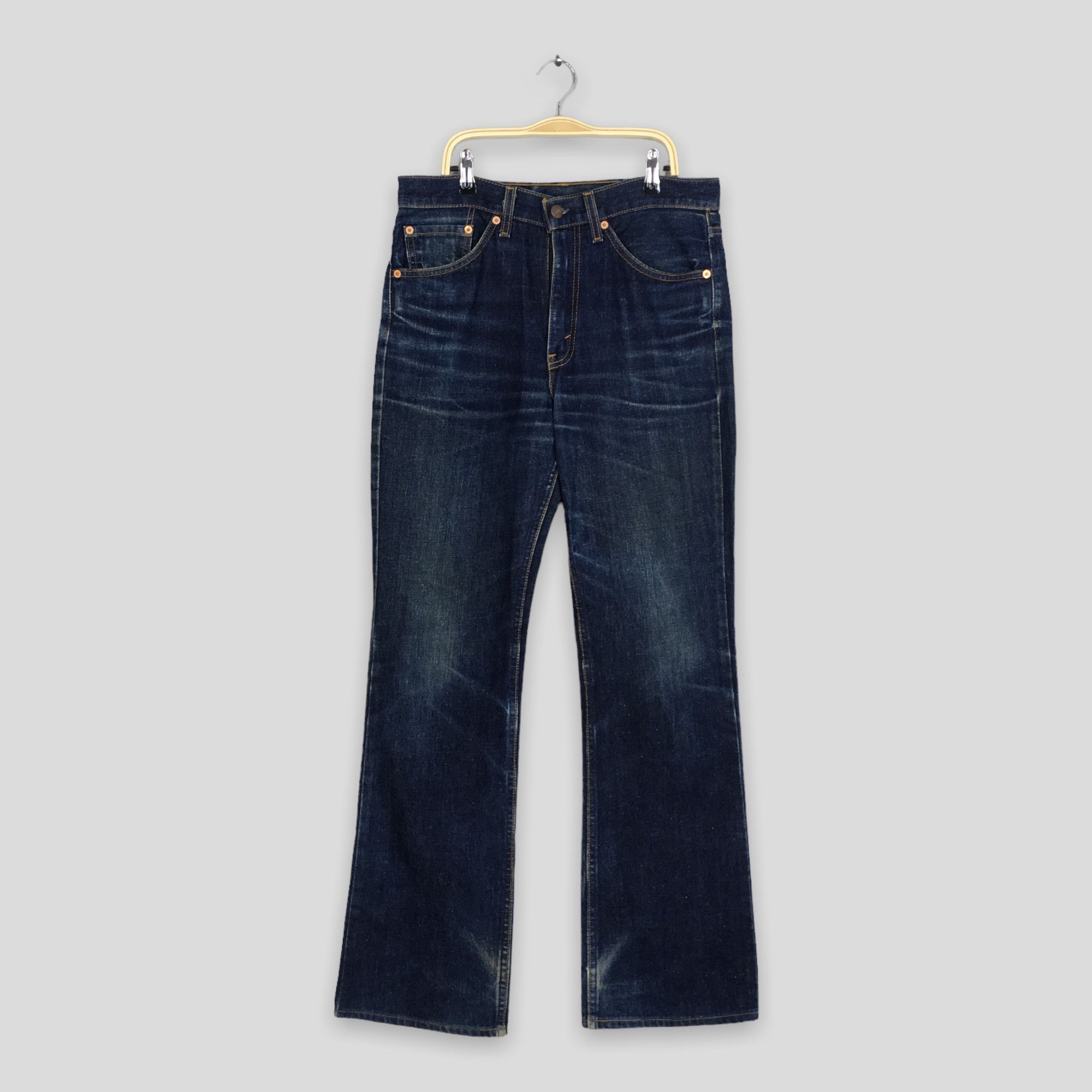 image of Levis x Paige Size 31X32.5 Vintage Levi's 517 Faded Bootcut Flare Jeans in Blue, Men's