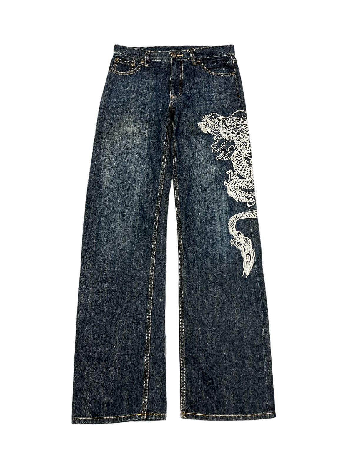 UNKNOWN EMBROIDERY DRAGON MAFIA DENIM PANT
