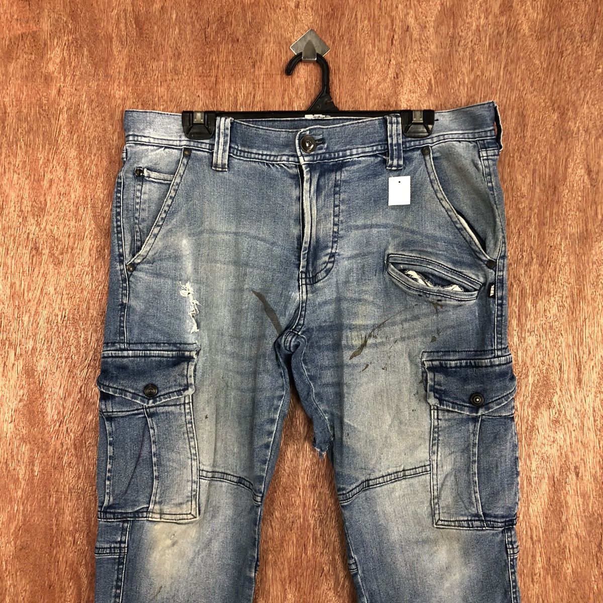 Japanese Brand DLL Tora Blue Multipocket Denim Jeans Pants #2121 Size US 35 - 2 Thumbnail