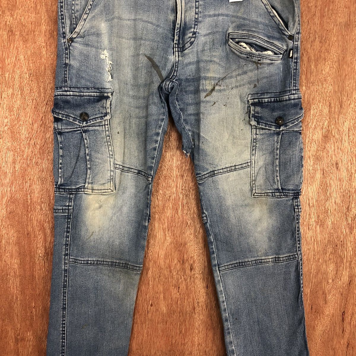 Japanese Brand DLL Tora Blue Multipocket Denim Jeans Pants #2121 Size US 35 - 4 Thumbnail