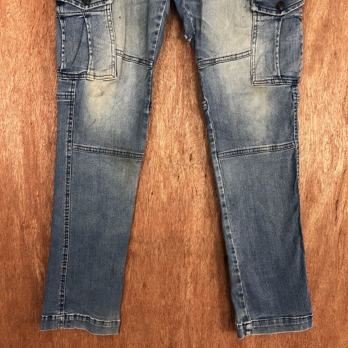 Japanese Brand DLL Tora Blue Multipocket Denim Jeans Pants #2121 Size US 35 - 3 Thumbnail