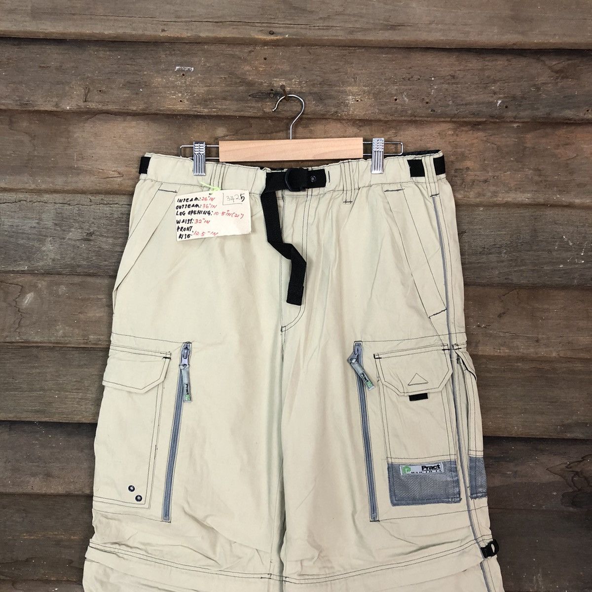 Japanese Brand Pract Cream Multipocket utility Cargo Pants #3425 Size US 32 / EU 48 - 2 Thumbnail