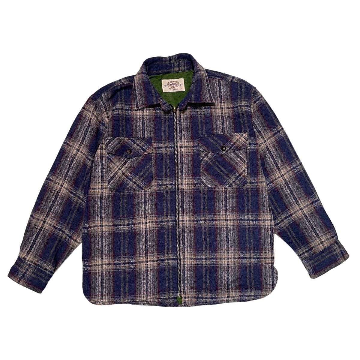 Flannel × Hysteric Glamour × Japanese Brand 💥 80s SINGLE TRACKMIND ZIPPER FLANNEL JACKET Size US M / EU 48-50 / 2 - 1 Thumbnail