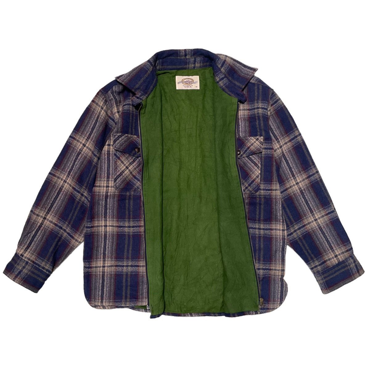 Flannel × Hysteric Glamour × Japanese Brand 💥 80s SINGLE TRACKMIND ZIPPER FLANNEL JACKET Size US M / EU 48-50 / 2 - 6 Thumbnail