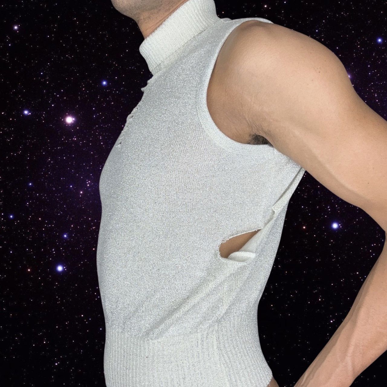 Vintage ASTROBOI* SILVER LUREX TURTLENECK SLEEVELESS SWEATER_XL Size XL / US 12-14 / IT 48-50 - 3 Thumbnail
