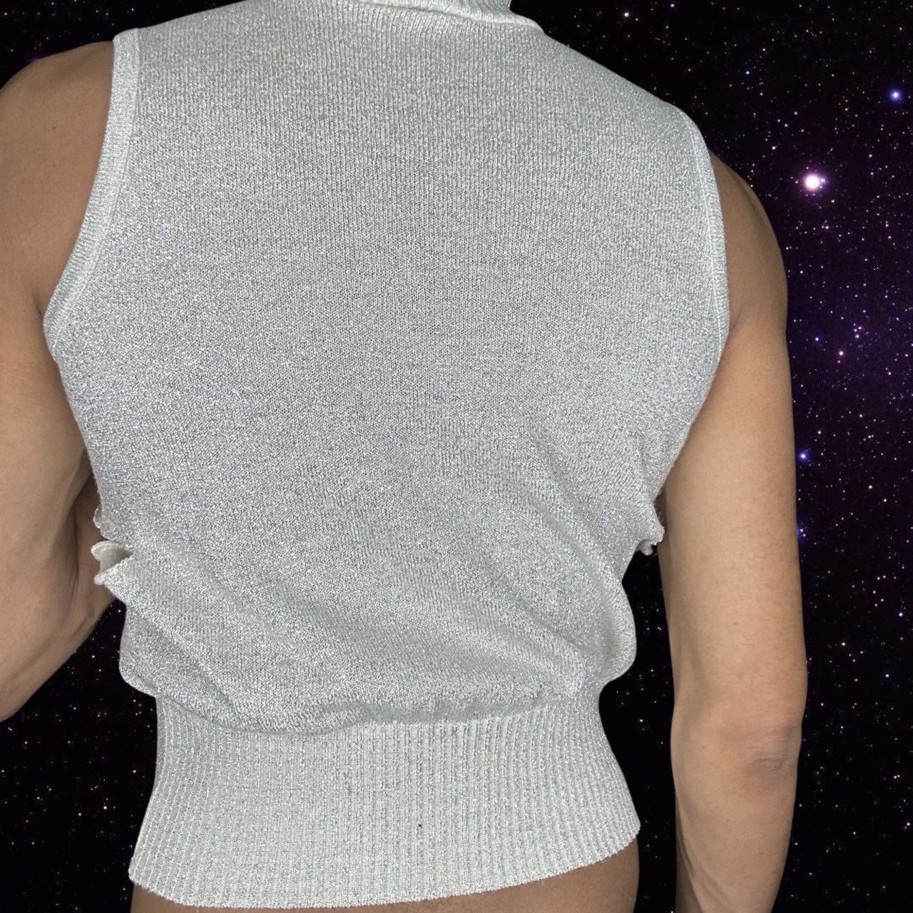 Vintage ASTROBOI* SILVER LUREX TURTLENECK SLEEVELESS SWEATER_XL Size XL / US 12-14 / IT 48-50 - 4 Thumbnail