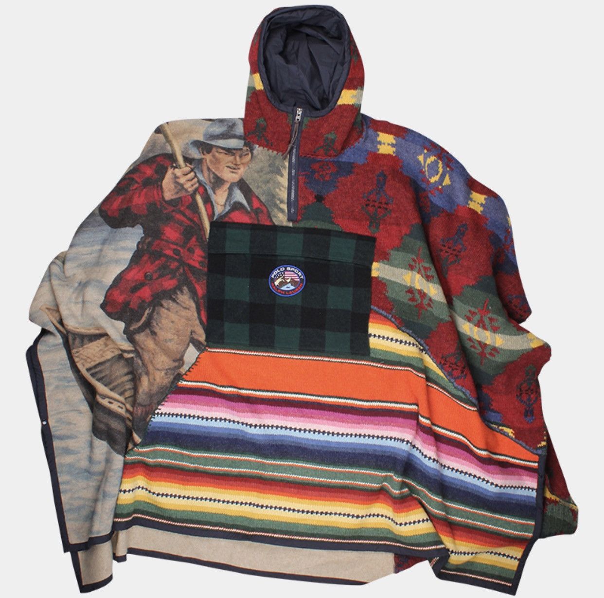 “RALPH LAUREN” Wool Patchwork Poncho Ralph Lauren RRL Wool Patchwork Turtleneck Poncho Sweater M/L New