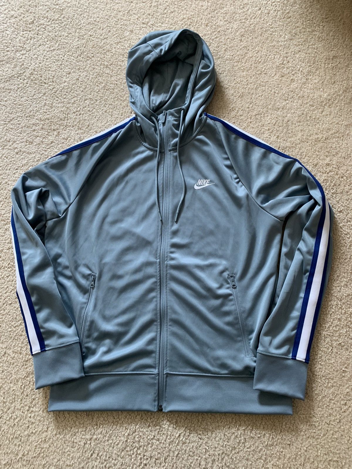 image of Nike Tribute Zip Hoodie in Aviator Grey/White, Men's (Size Medium)