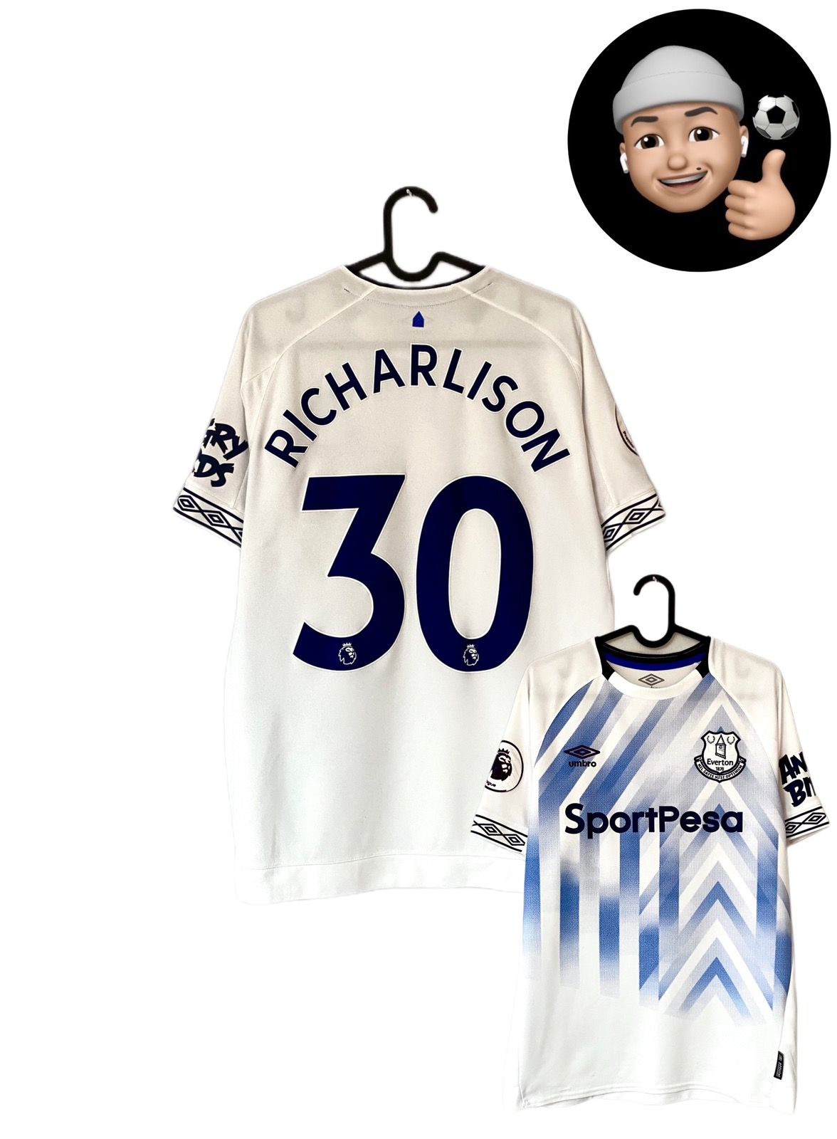 Pre-owned Jersey X Soccer Jersey 2018 2019 Everton Richarlison Umbro Away Third Soccer Jersey In White