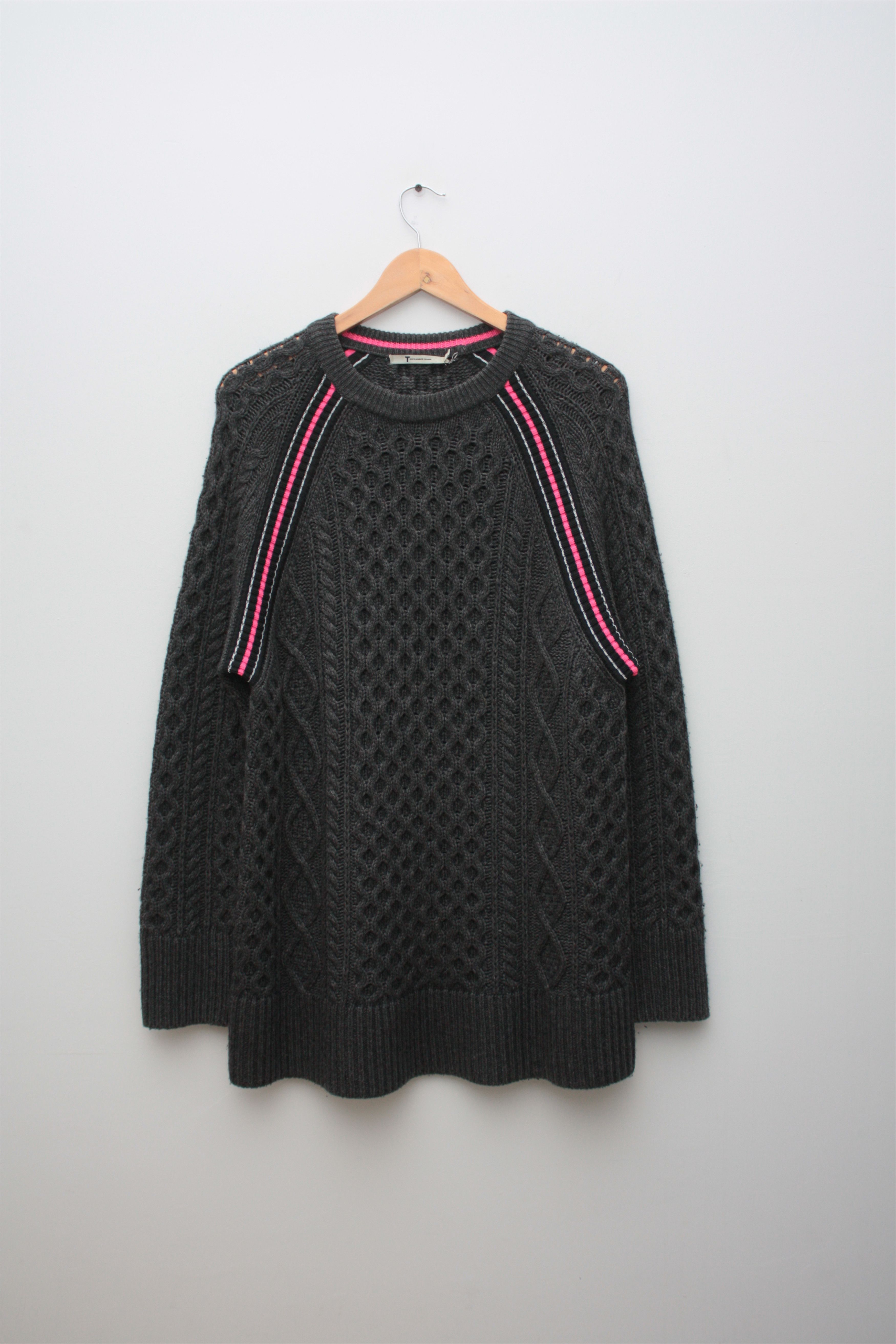 image of Alexander Wang x T By Alexander Wang Knitted Sweater Men's Medium in Gray/Pink