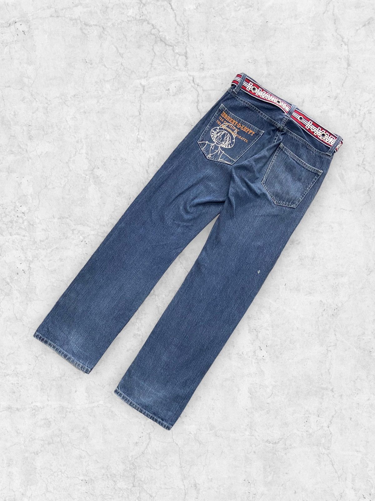 Japanese Brand × One Piece × Vintage Vintage One Piece Anime Limited Edition Jeans With Belt Size US 30 / EU 46 - 7 Thumbnail