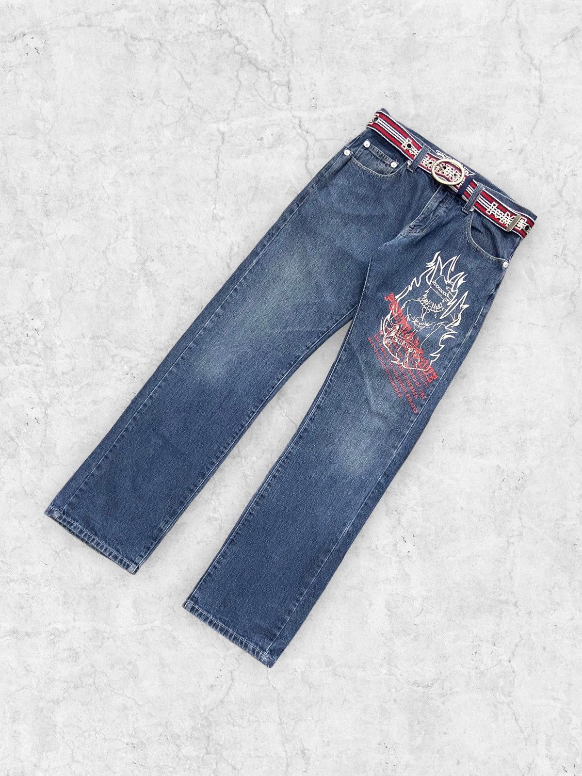 Japanese Brand × One Piece × Vintage Vintage One Piece Anime Limited Edition Jeans With Belt Size US 30 / EU 46 - 4 Thumbnail
