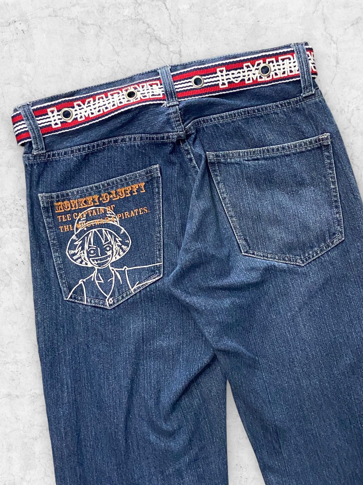Japanese Brand × One Piece × Vintage Vintage One Piece Anime Limited Edition Jeans With Belt Size US 30 / EU 46 - 8 Thumbnail