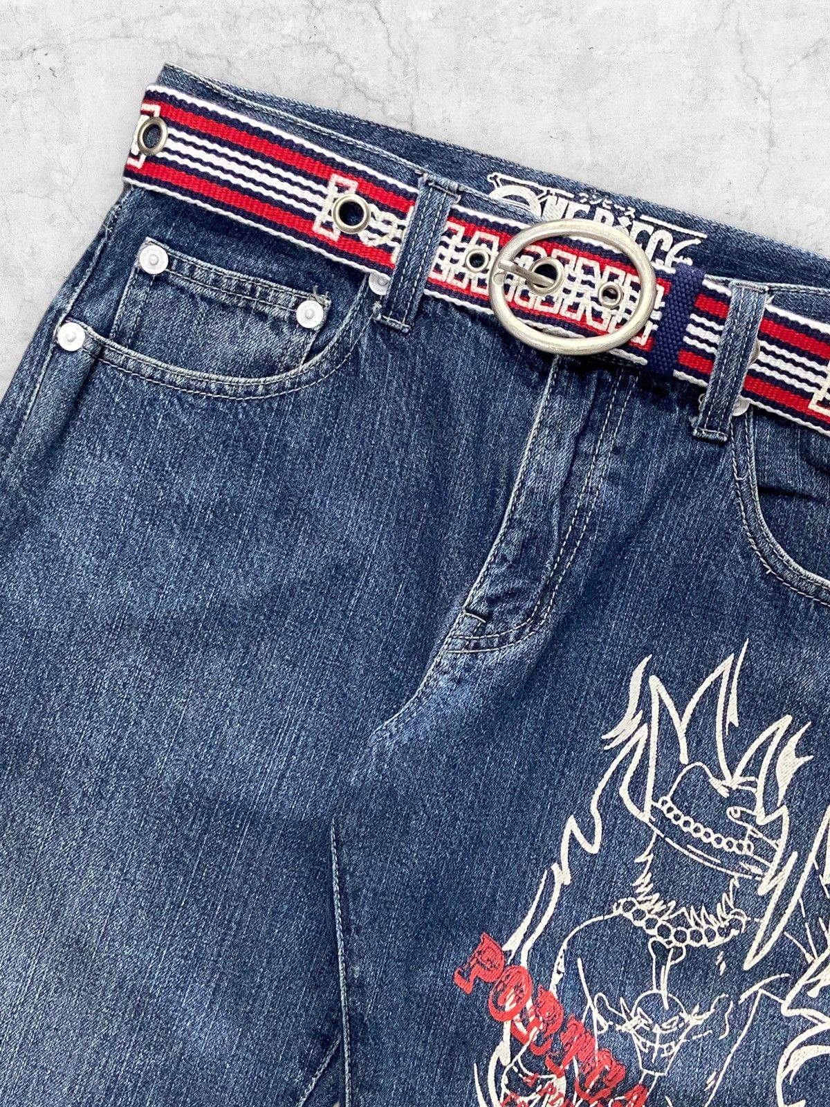 Japanese Brand × One Piece × Vintage Vintage One Piece Anime Limited Edition Jeans With Belt Size US 30 / EU 46 - 6 Thumbnail