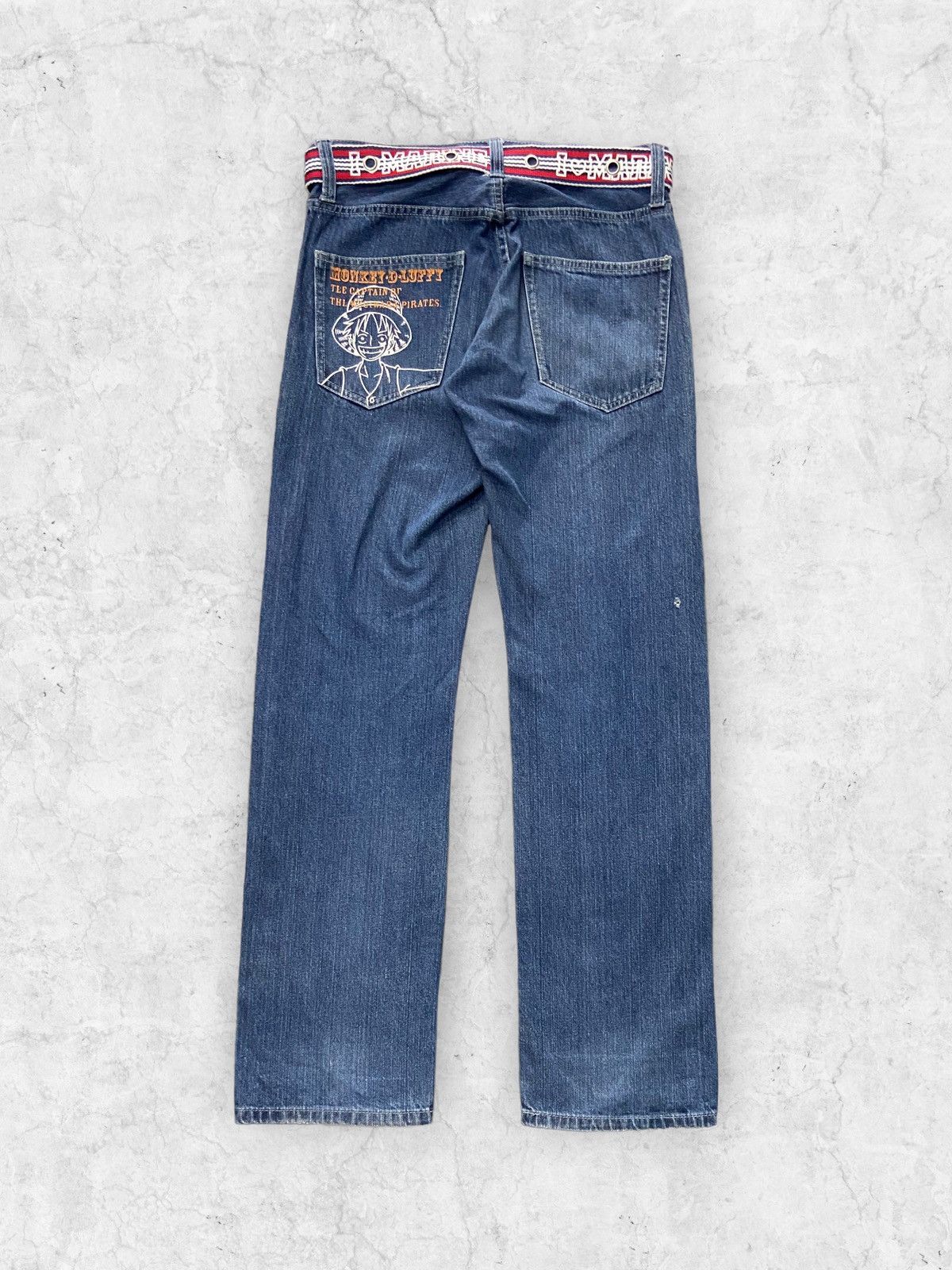 Japanese Brand × One Piece × Vintage Vintage One Piece Anime Limited Edition Jeans With Belt Size US 30 / EU 46 - 3 Thumbnail