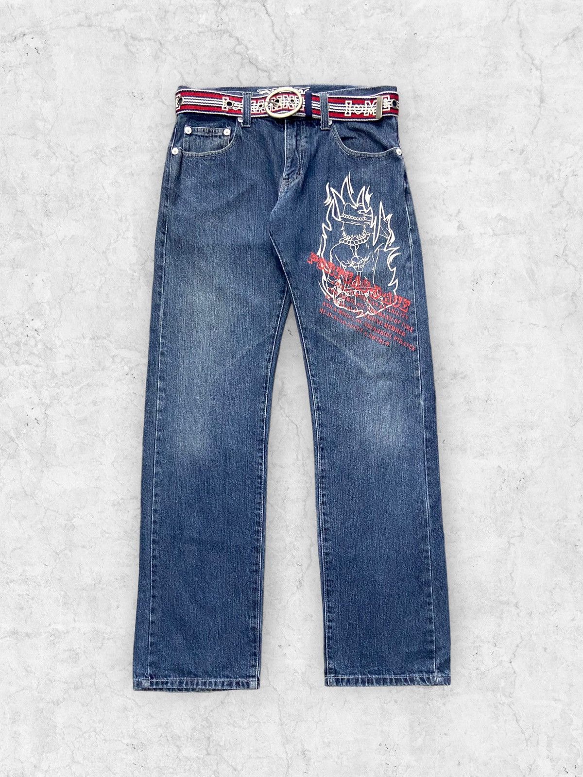Japanese Brand × One Piece × Vintage Vintage One Piece Anime Limited Edition Jeans With Belt Size US 30 / EU 46 - 1 Thumbnail