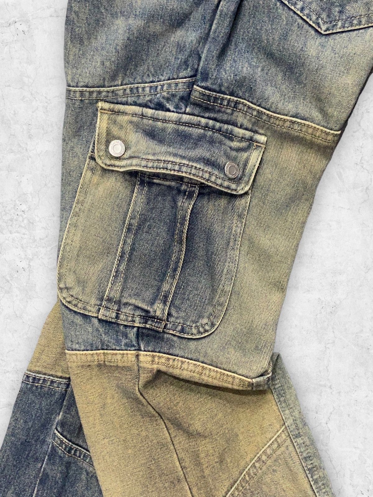 Hysteric Glamour × Japanese Brand × Vintage Vintage Jouer Aux Echecs Patchwork Cargo Flared With Belt Size US 28 / EU 44 - 10 Thumbnail
