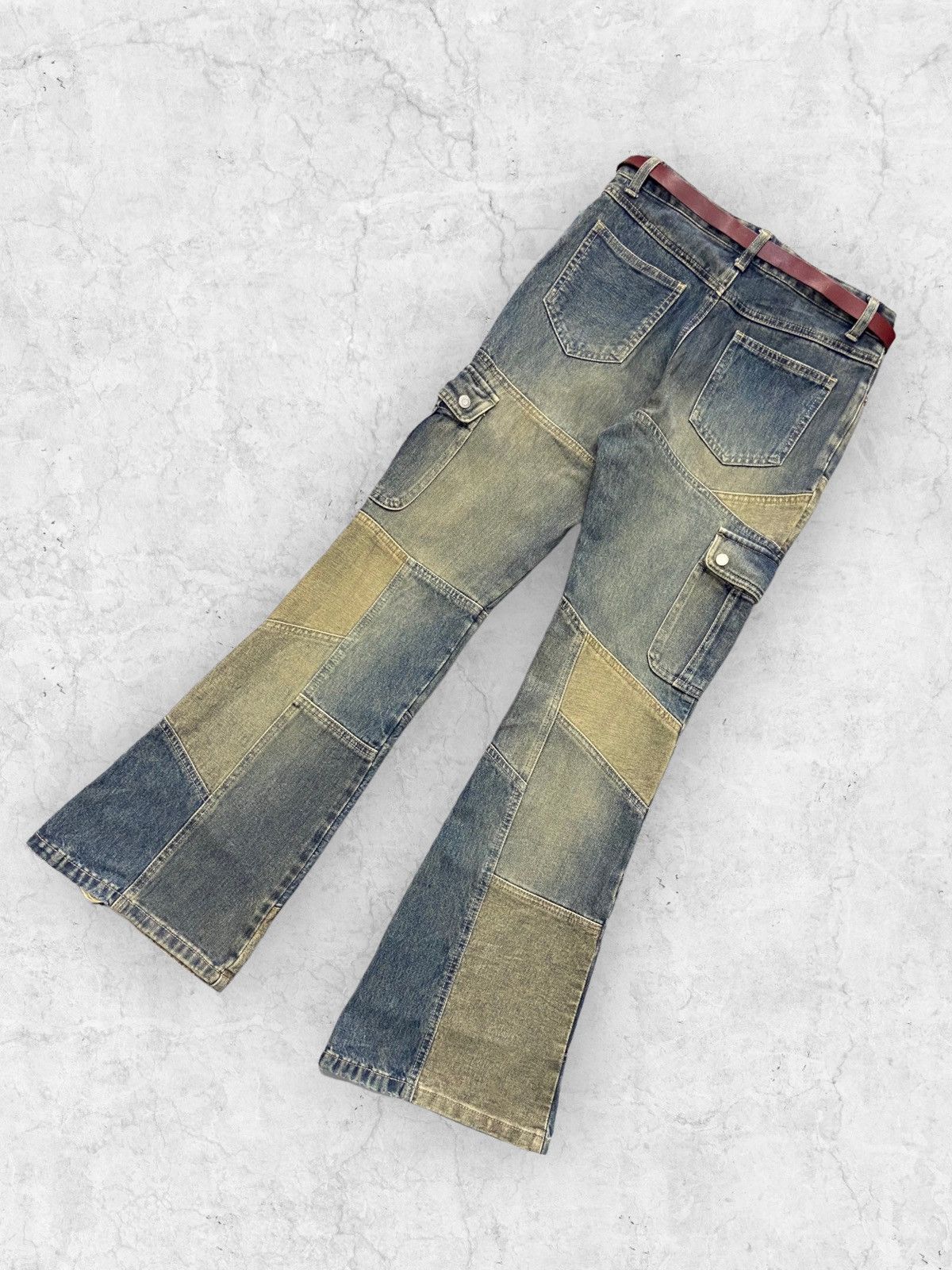 Hysteric Glamour × Japanese Brand × Vintage Vintage Jouer Aux Echecs Patchwork Cargo Flared With Belt Size US 28 / EU 44 - 11 Thumbnail