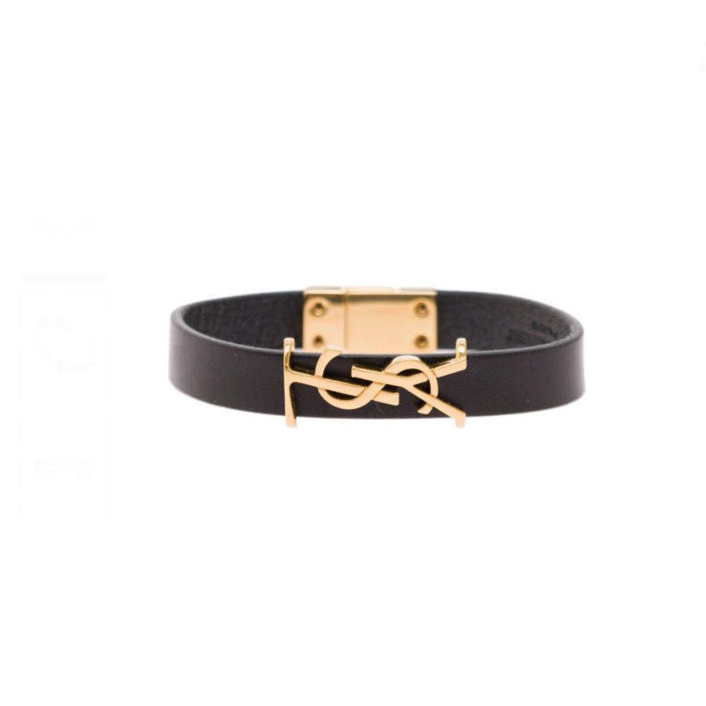 Saint Laurent YSL Opyum Leather Bracelet Size M