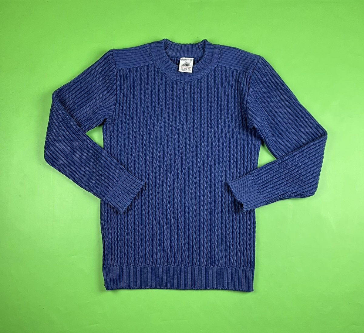 image of S N S Herning S.n.s. Herming Fisherman Fender-Ii Wool Knit Sweater in Dark Blue, Men's (Size Medium