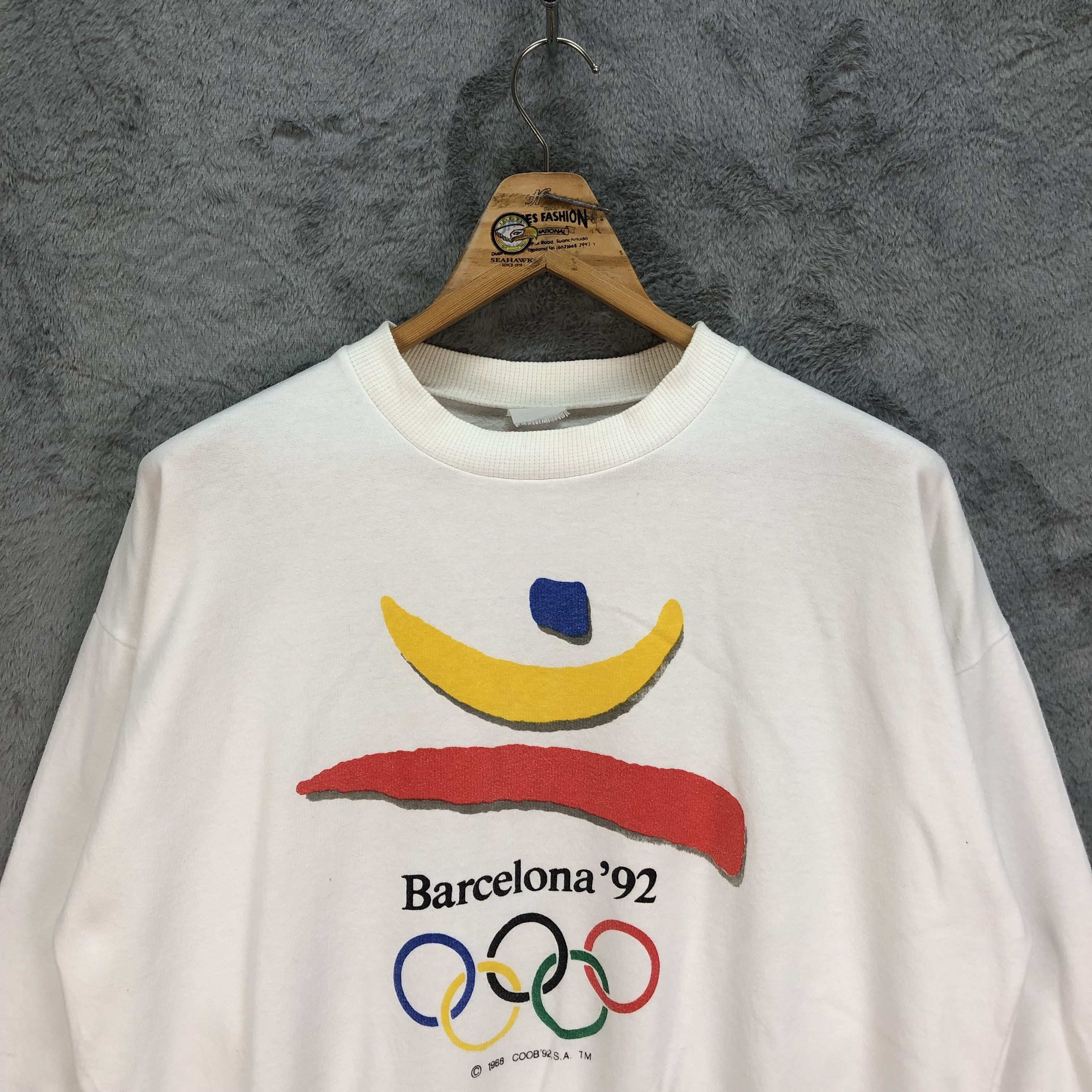 USA Olympics VINTAGE OLYMPICS BARCELONA '92 WHITE SWEATSHIRTS #5109-32 Size US M / EU 48-50 / 2 - 2 Thumbnail