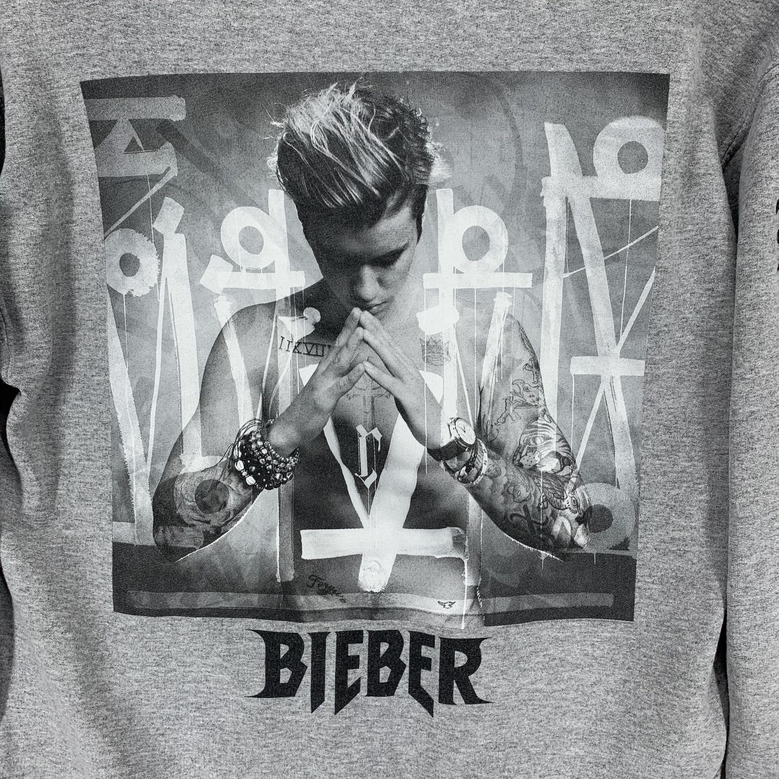 Gildan Y2K Justin Bieber Back & Sleeve Big Logo Hoodies #3439-122 Size US S / EU 44-46 / 1 - 2 Thumbnail