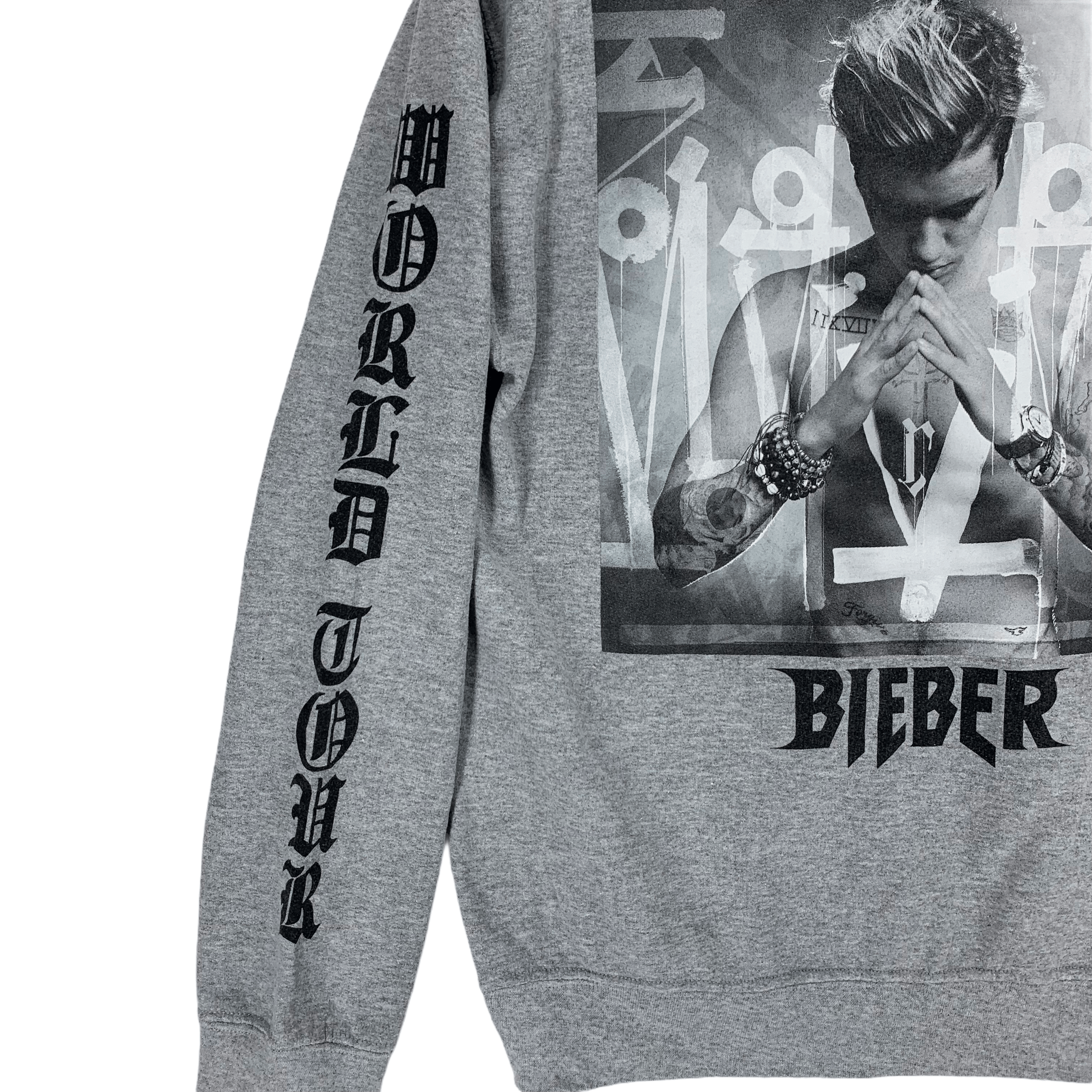 Gildan Y2K Justin Bieber Back & Sleeve Big Logo Hoodies #3439-122 Size US S / EU 44-46 / 1 - 4 Thumbnail