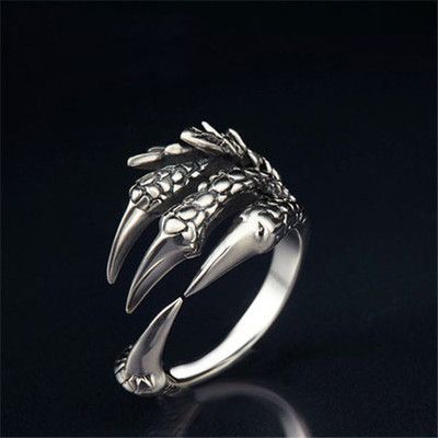 Handmade Dragon Claw Skull Ring Size ONE SIZE - 6 Thumbnail
