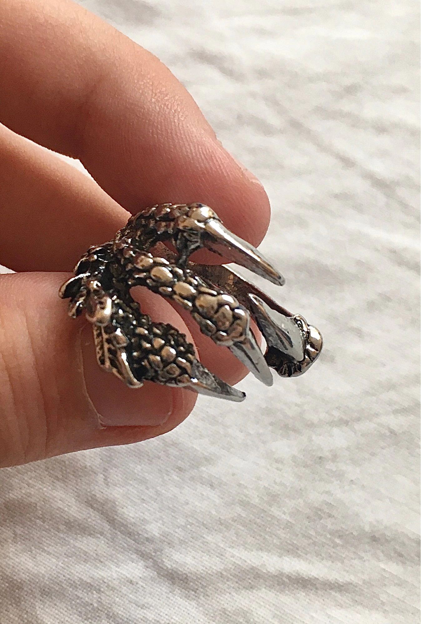 Handmade Dragon Claw Skull Ring Size ONE SIZE - 3 Thumbnail