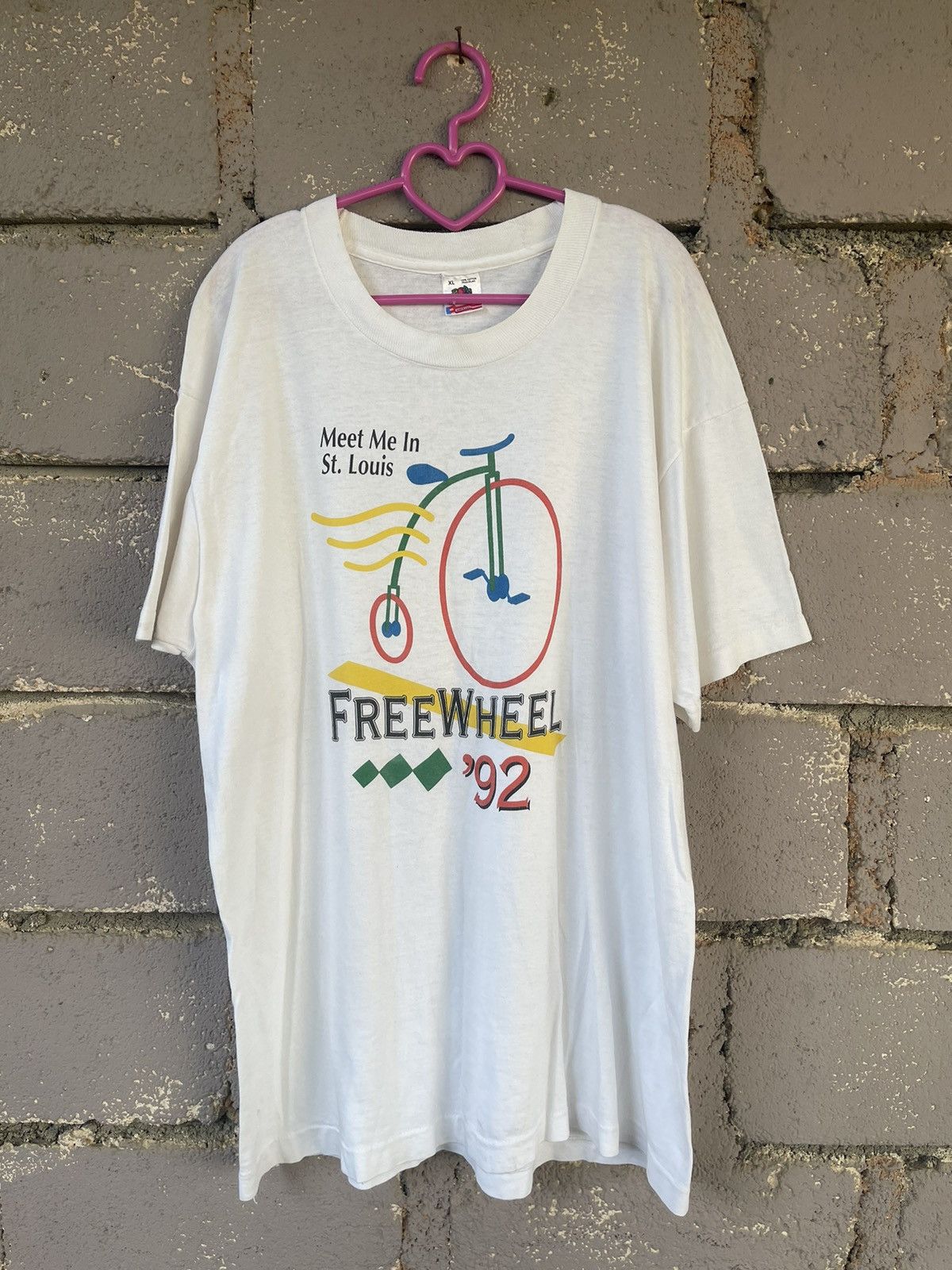 image of 90's Vintage Free Wheel Tulsa Bicycle Club in White, Men's (Size XL)