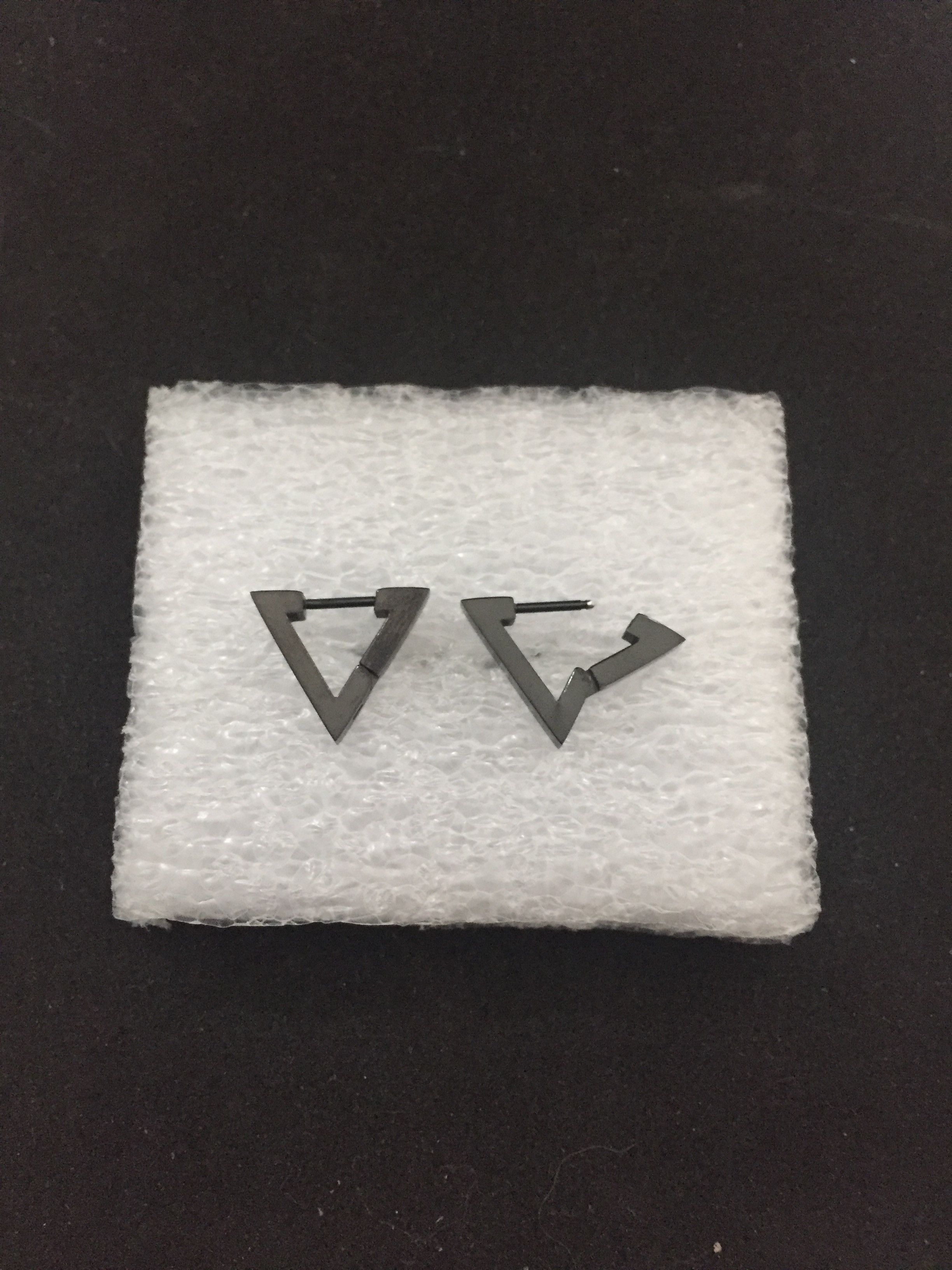 Jewelry Black Triangle Stainless Steel Hoop Earrings Size ONE SIZE - 2 Thumbnail