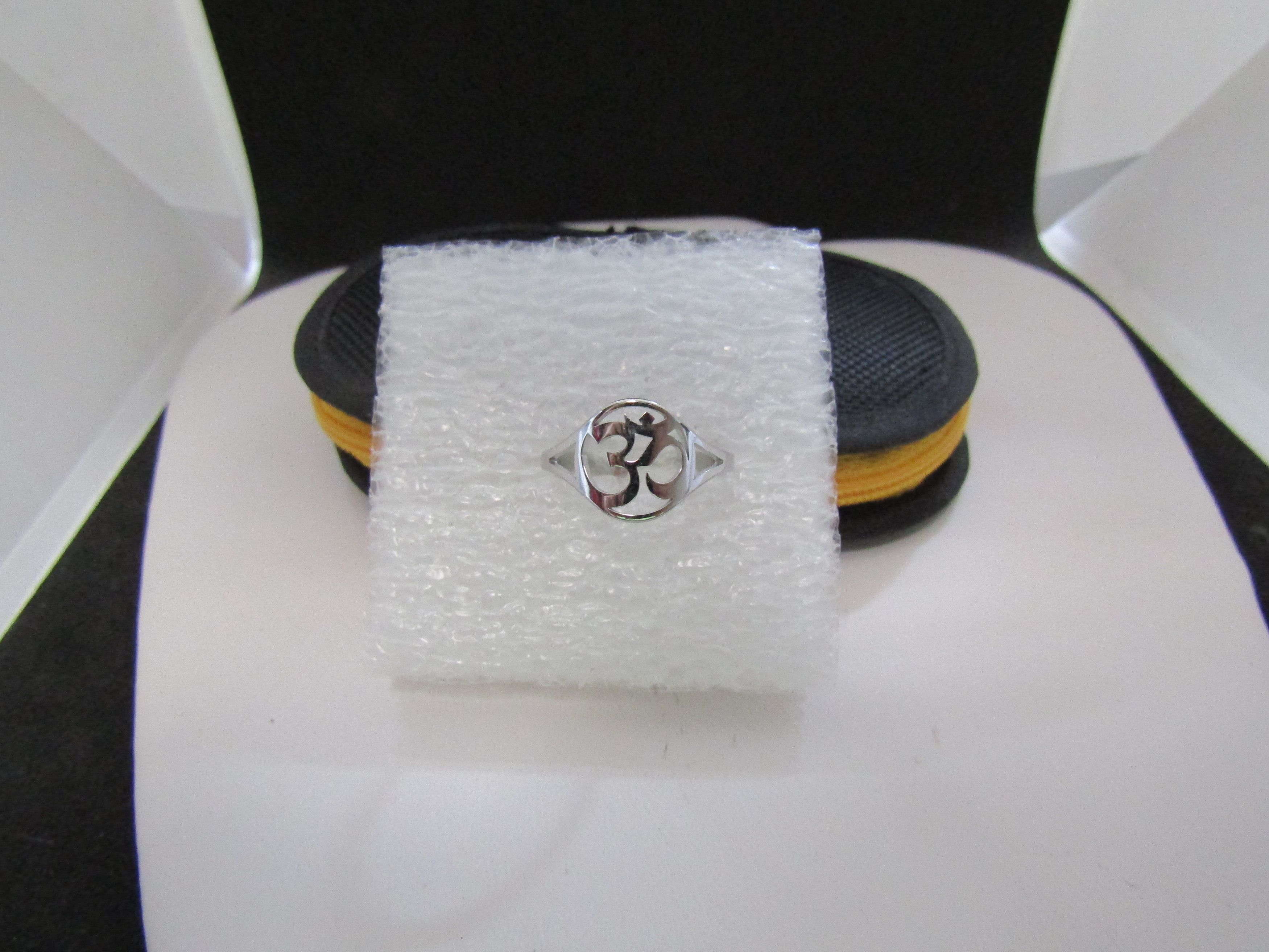 Jewelry x Vintage Om Yoga Stainless Steel Ring - Size 6.25 in Silver, Women's