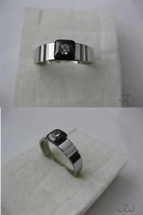 Jewelry x Vintage Cz Square Stainless Steel Ring - Size 11 in Silver, Men's