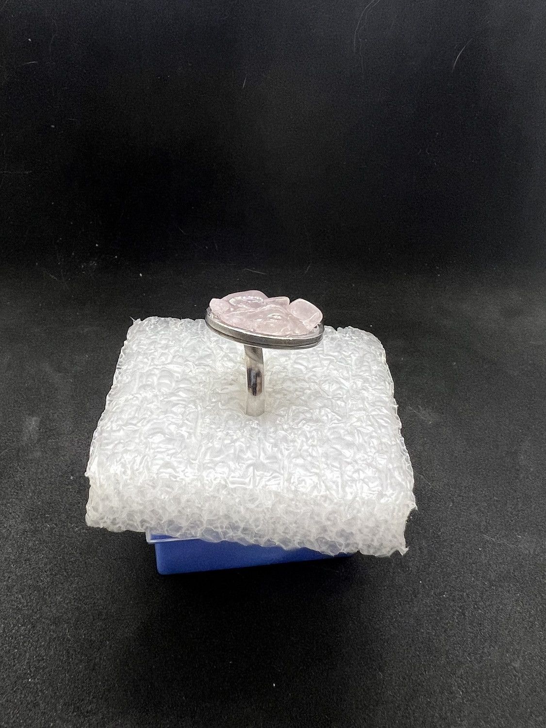 Handmade Rose quartz stainless steel ring - size 7.5 Size ONE SIZE - 2 Thumbnail