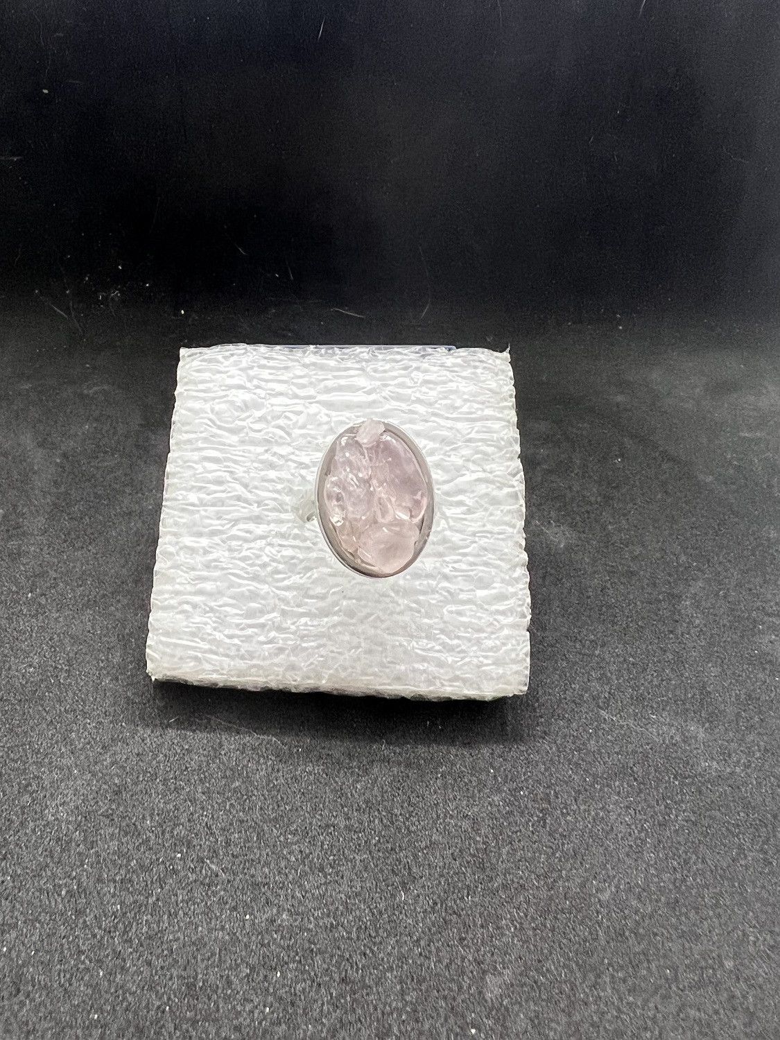 Handmade Rose quartz stainless steel ring - size 7.5 Size ONE SIZE - 1 Thumbnail