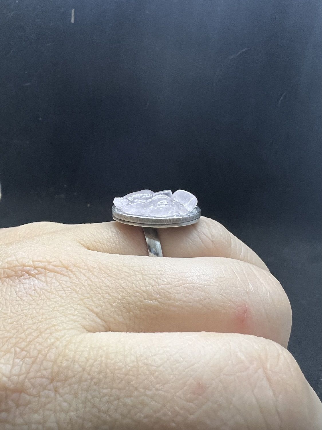Handmade Rose quartz stainless steel ring - size 7.5 Size ONE SIZE - 4 Thumbnail