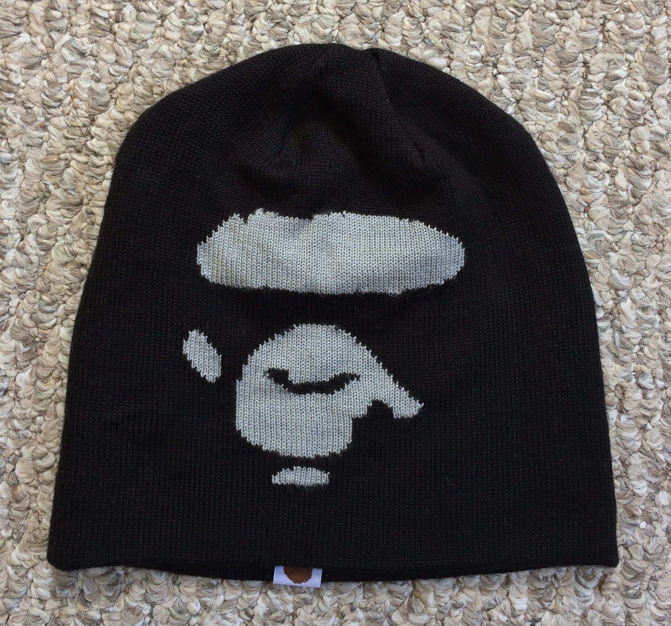 image of F/w 2006 Bape Ape Face Beanie in Black, Men's