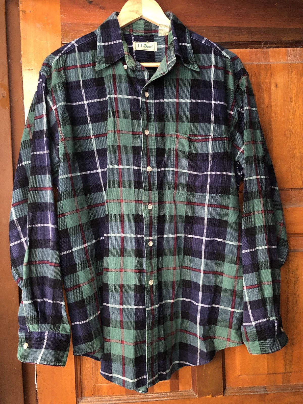 image of L L Bean x Vintage Ll Bean Corduroy Flannel Shirt Gorpcore Rave Grunge, Men's (Size Medium)