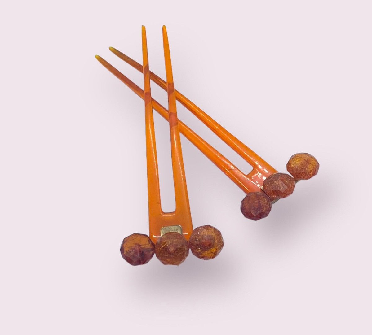 image of Antique Hair Fork Sticks Amber Gemstone Ornamental Accessory, Women's