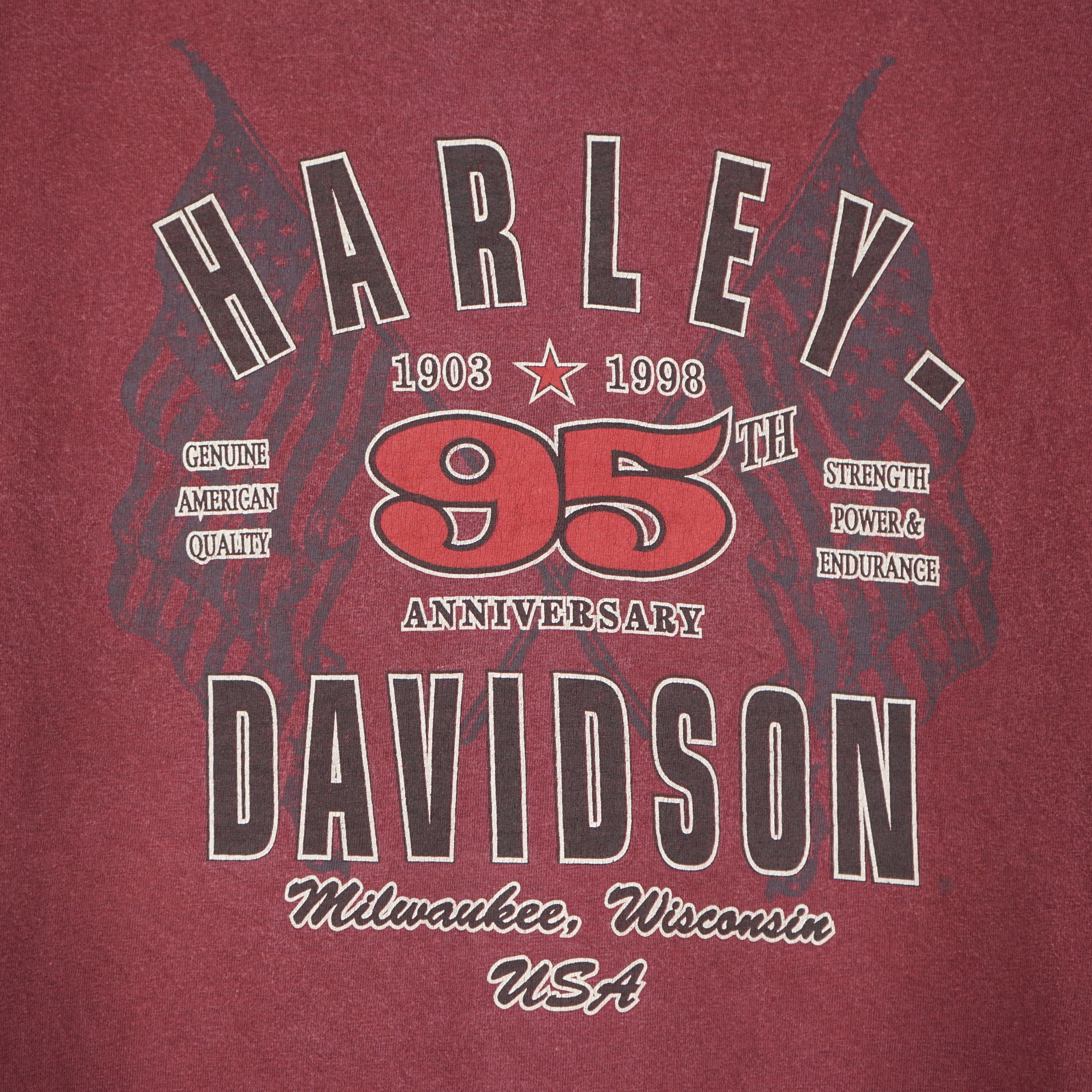 Harley Davidson × Vintage 1998 Harley Davidson t-shirt 95 Anniversary Size US XXL / EU 58 / 5 - 2 Thumbnail