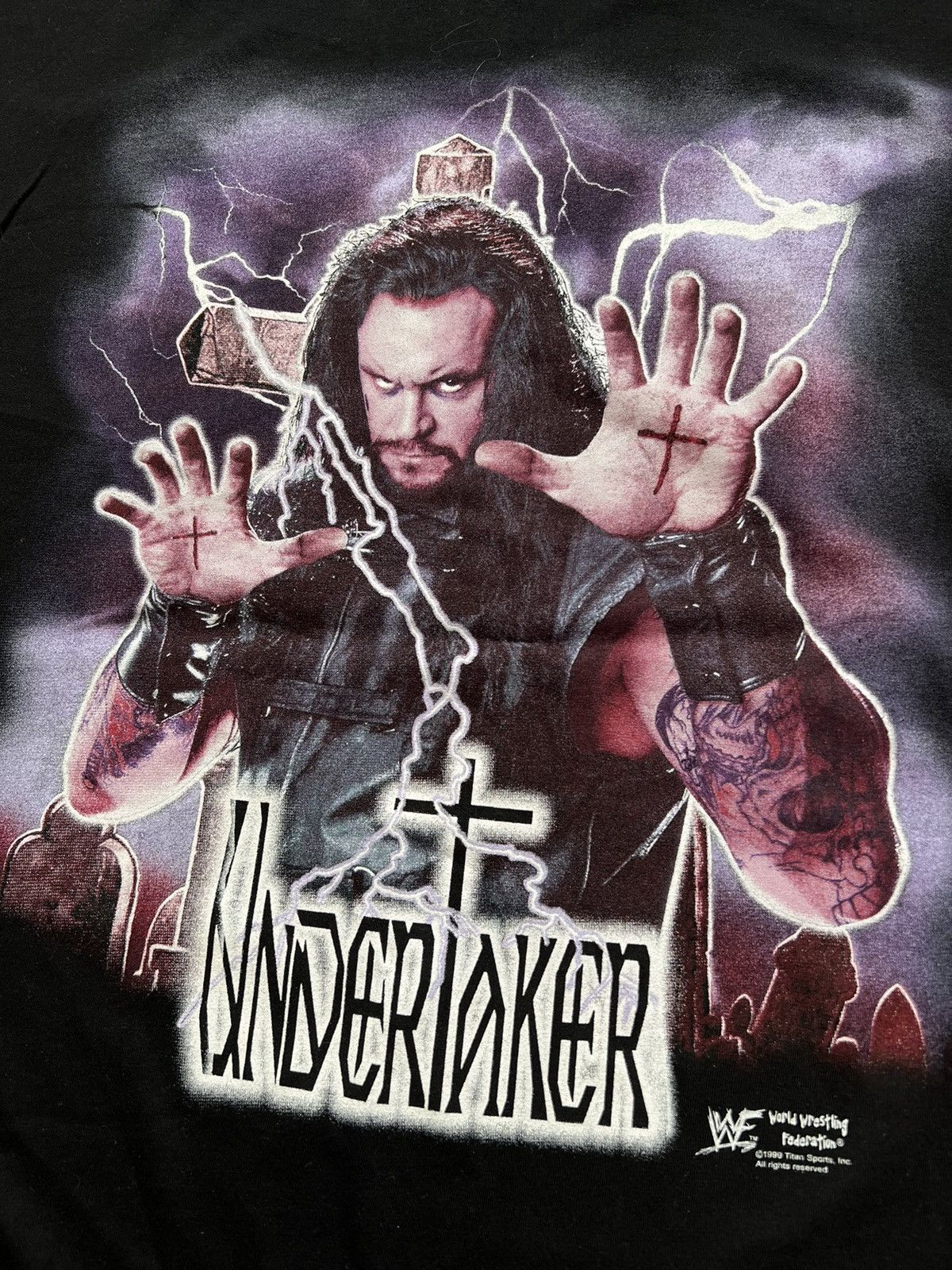 Vintage × WWE × WWF WWF 1999 Undertaker Vintage T Shirt ( WWE ) Size US XL / EU 56 / 4 - 1 Thumbnail