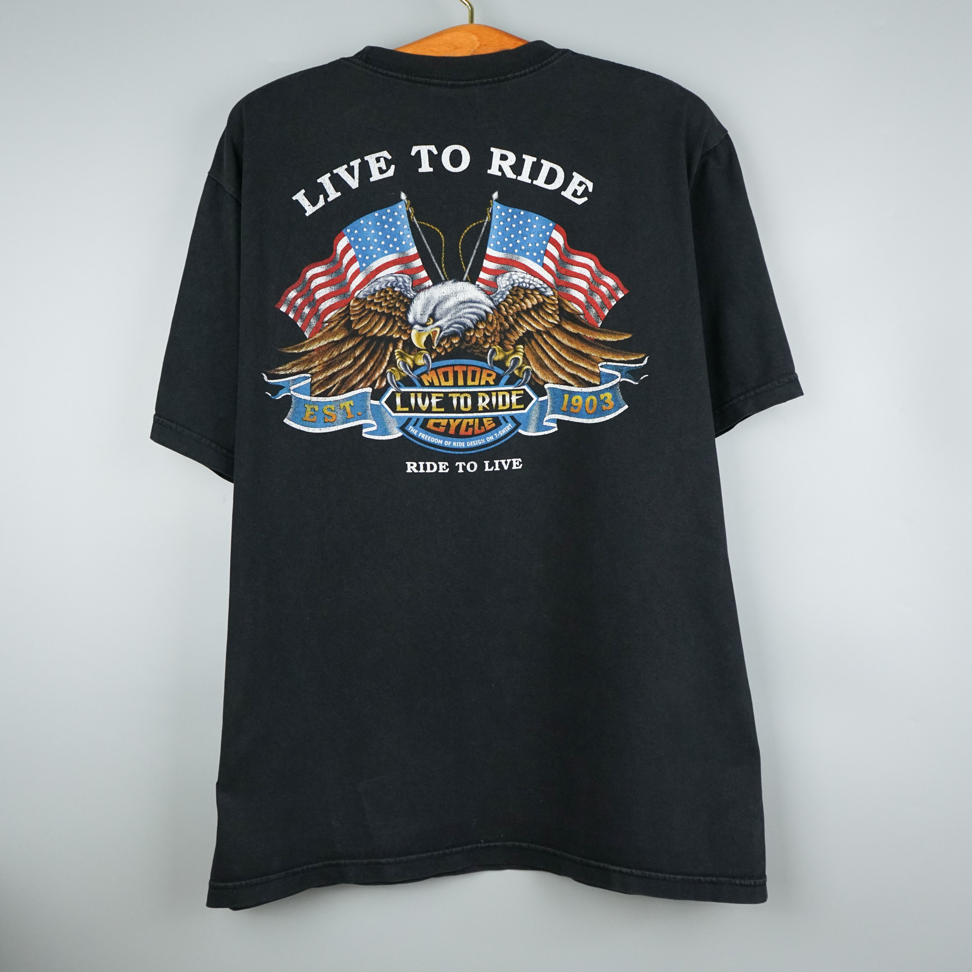 Harley Davidson × Vintage × West Coast Choppers 1990 American Biker Live To Ride t shirt Size US XL / EU 56 / 4 - 11 Thumbnail